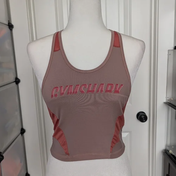 Gymshark Pink Mauve Turbo Racerback Vest Crop Tank Top Size XS - Picture 3 of 8